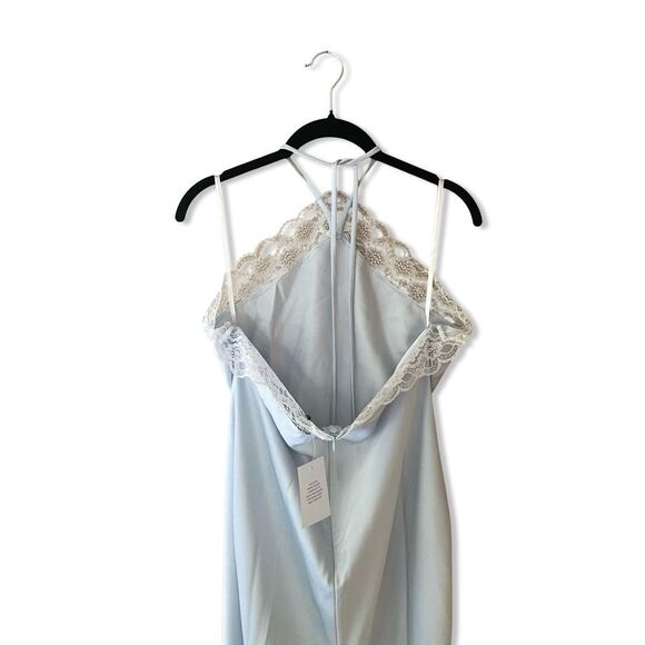 MAJORELLE Libbie Gown Light Blue satin slip dress
Halter maxi Revolve NWT L - Picture 4 of 11